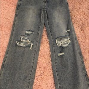 PacSun Gray Distressed wide leg Jeans